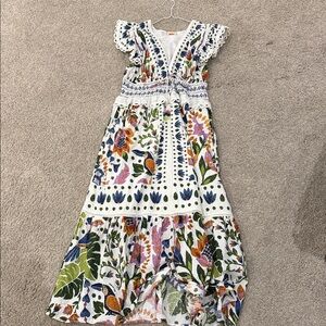FARM Rio White Maxi Dress with Multicolor Floral Embroidery
